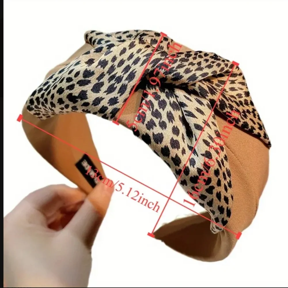 Headband Leopard Print Wide Stylish Knotted Fabric Hair Accessory